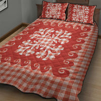 Red Ulu Palaka Quilt Pattern Quilt Bed Set Hawaii Culture Breadfruit - Polynesian Pride