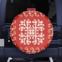 Red Ulu Palaka Quilt Pattern Spare Tire Cover Hawaii Culture Breadfruit LT9 No hole Red - Polynesian Pride