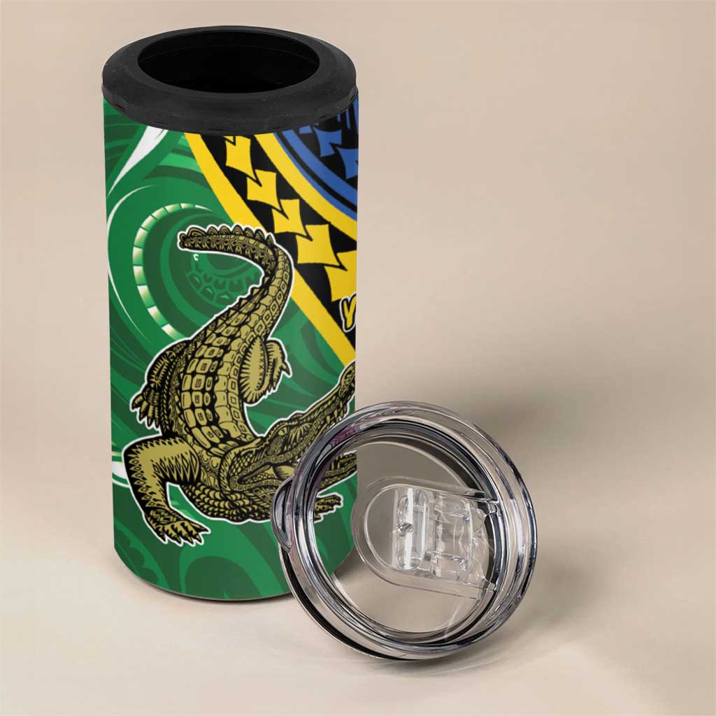 Personalised Crocodile and Shark Solomon Islands 4 in 1 Can Cooler Tumbler Polynesian Tribal Tattoo
