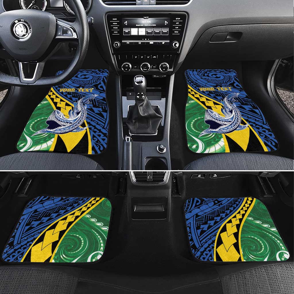 Personalised Crocodile and Shark Solomon Islands Car Mats Polynesian Tribal Tattoo LT9 Set 4pcs Green - Polynesian Pride