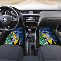 Personalised Crocodile and Shark Solomon Islands Car Mats Polynesian Tribal Tattoo LT9 Set 2pcs - Front Green - Polynesian Pride
