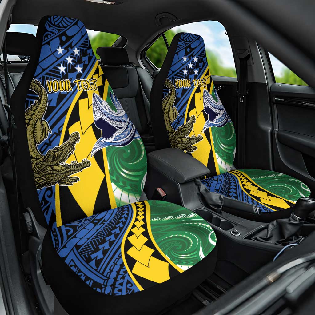 Personalised Crocodile and Shark Solomon Islands Car Seat Cover Polynesian Tribal Tattoo LT9 One Size Green - Polynesian Pride