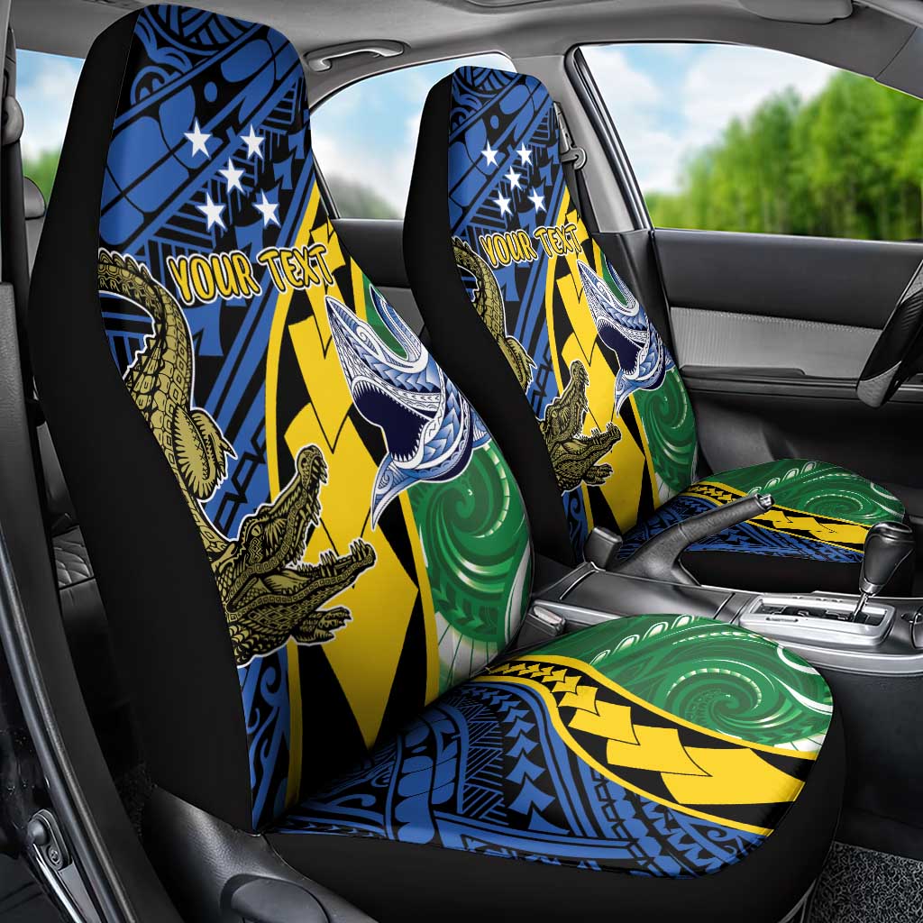 Personalised Crocodile and Shark Solomon Islands Car Seat Cover Polynesian Tribal Tattoo LT9 - Polynesian Pride