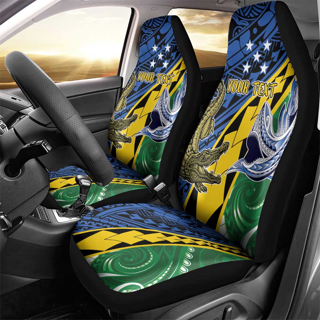 Personalised Crocodile and Shark Solomon Islands Car Seat Cover Polynesian Tribal Tattoo LT9 - Polynesian Pride