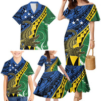 Personalised Crocodile and Shark Solomon Islands Family Matching Mermaid Dress and Hawaiian Shirt Polynesian Tribal Tattoo LT9 - Polynesian Pride