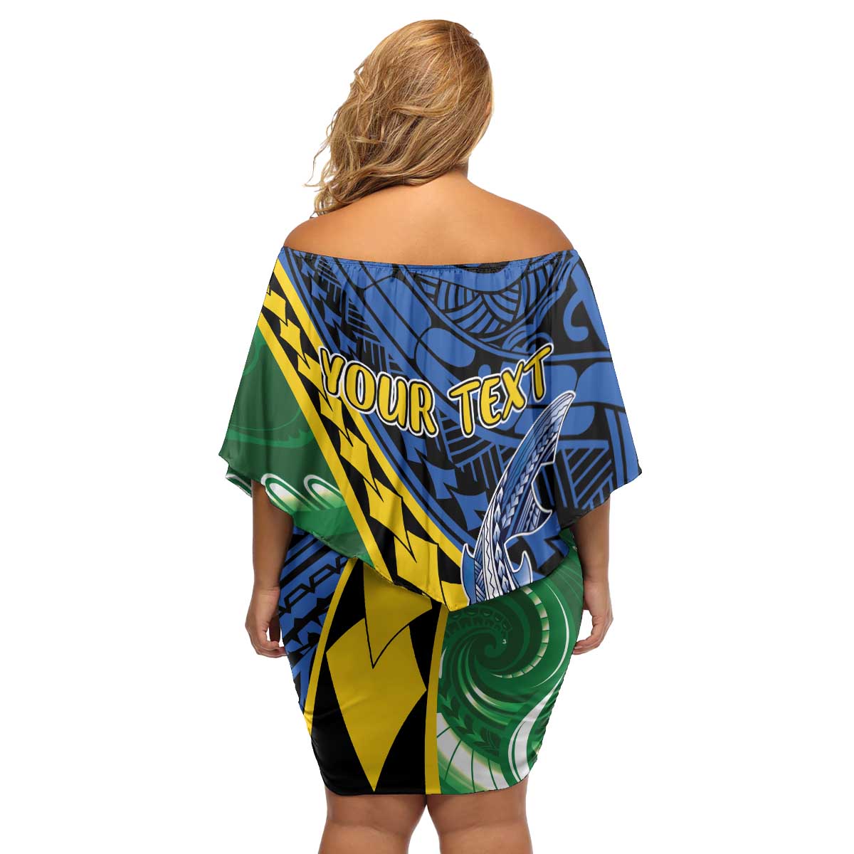 Personalised Crocodile and Shark Solomon Islands Family Matching Off Shoulder Short Dress and Hawaiian Shirt Polynesian Tribal Tattoo LT9 - Polynesian Pride