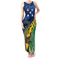 Personalised Crocodile and Shark Solomon Islands Family Matching Tank Maxi Dress and Hawaiian Shirt Polynesian Tribal Tattoo LT9 Mom's Dress Green - Polynesian Pride