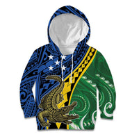 Personalised Crocodile and Shark Solomon Islands Kid Hoodie Polynesian Tribal Tattoo LT9 Hoodie Green - Polynesian Pride