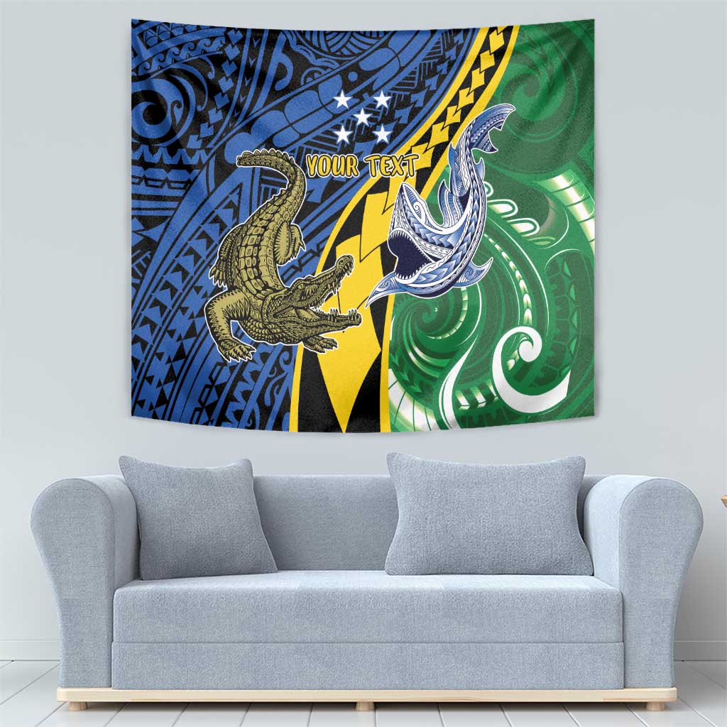 Personalised Crocodile and Shark Solomon Islands Tapestry Polynesian Tribal Tattoo