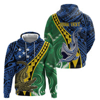 Personalised Crocodile and Shark Solomon Islands Zip Hoodie Polynesian Tribal Tattoo