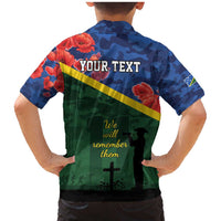 Personalised Solomon Islands Remembrance Day Family Matching Mermaid Dress and Hawaiian Shirt We Will Remember Them with Camouflage Style