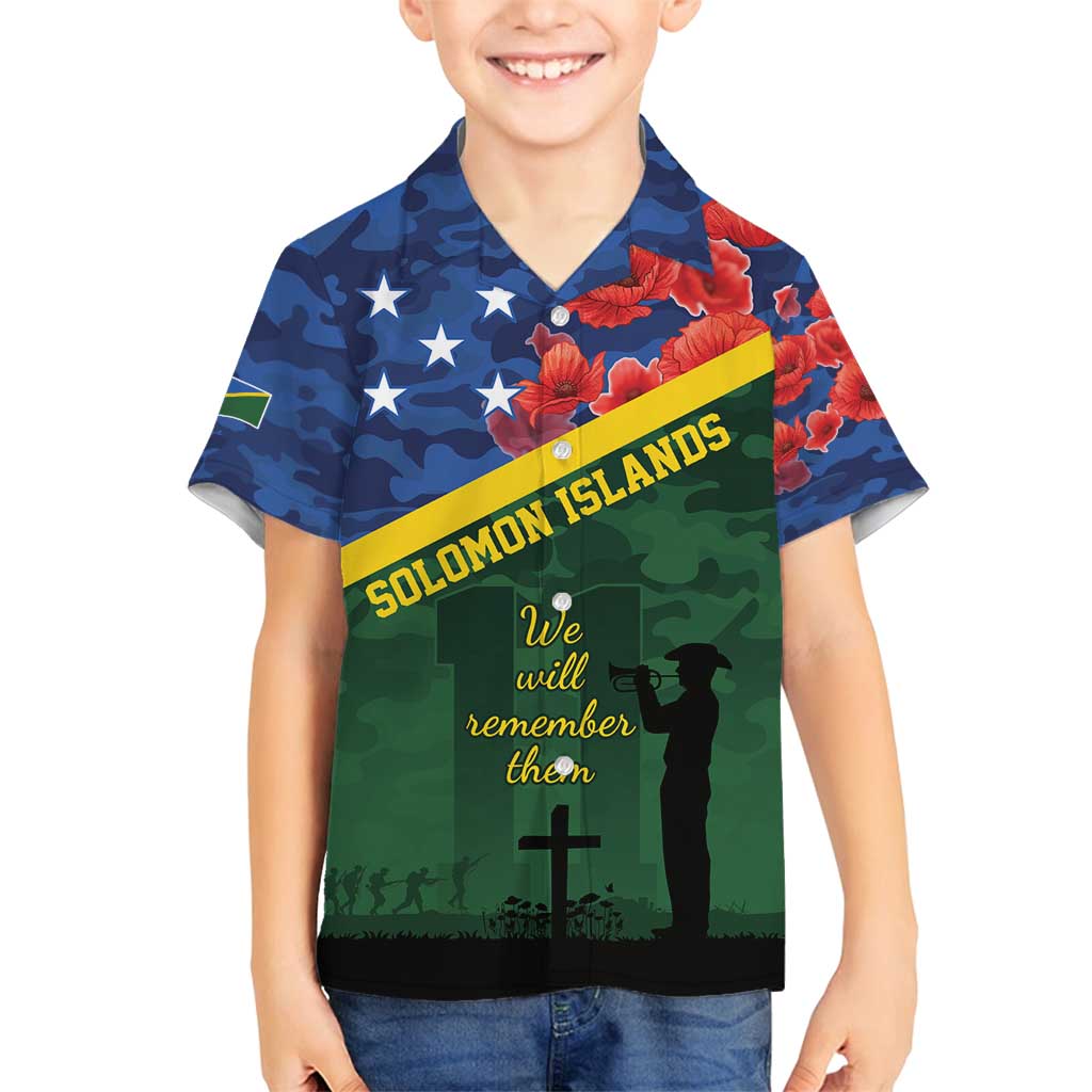 Personalised Solomon Islands Remembrance Day Family Matching Tank Maxi Dress and Hawaiian Shirt We Will Remember Them with Camouflage Style