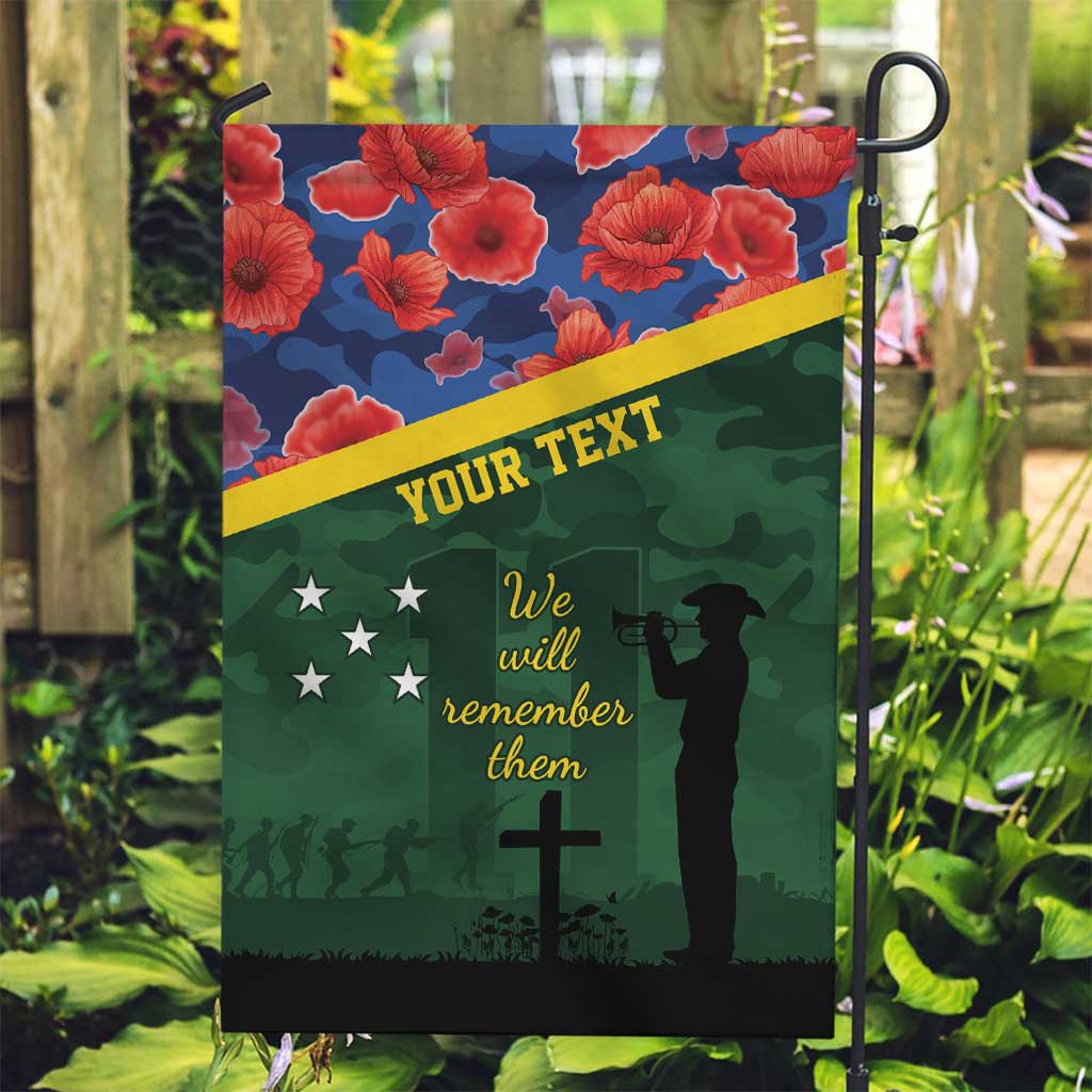 Personalised Solomon Islands Remembrance Day Garden Flag We Will Remember Them with Camouflage Style