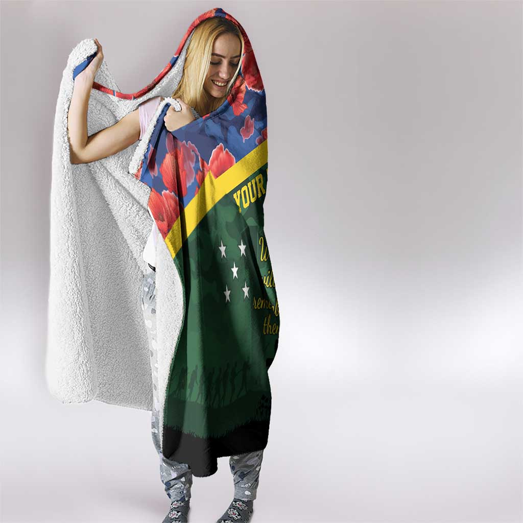 Personalised Solomon Islands Remembrance Day Hooded Blanket We Will Remember Them with Camouflage Style