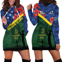Personalised Solomon Islands Remembrance Day Hoodie Dress We Will Remember Them with Camouflage Style LT9 - Polynesian Pride