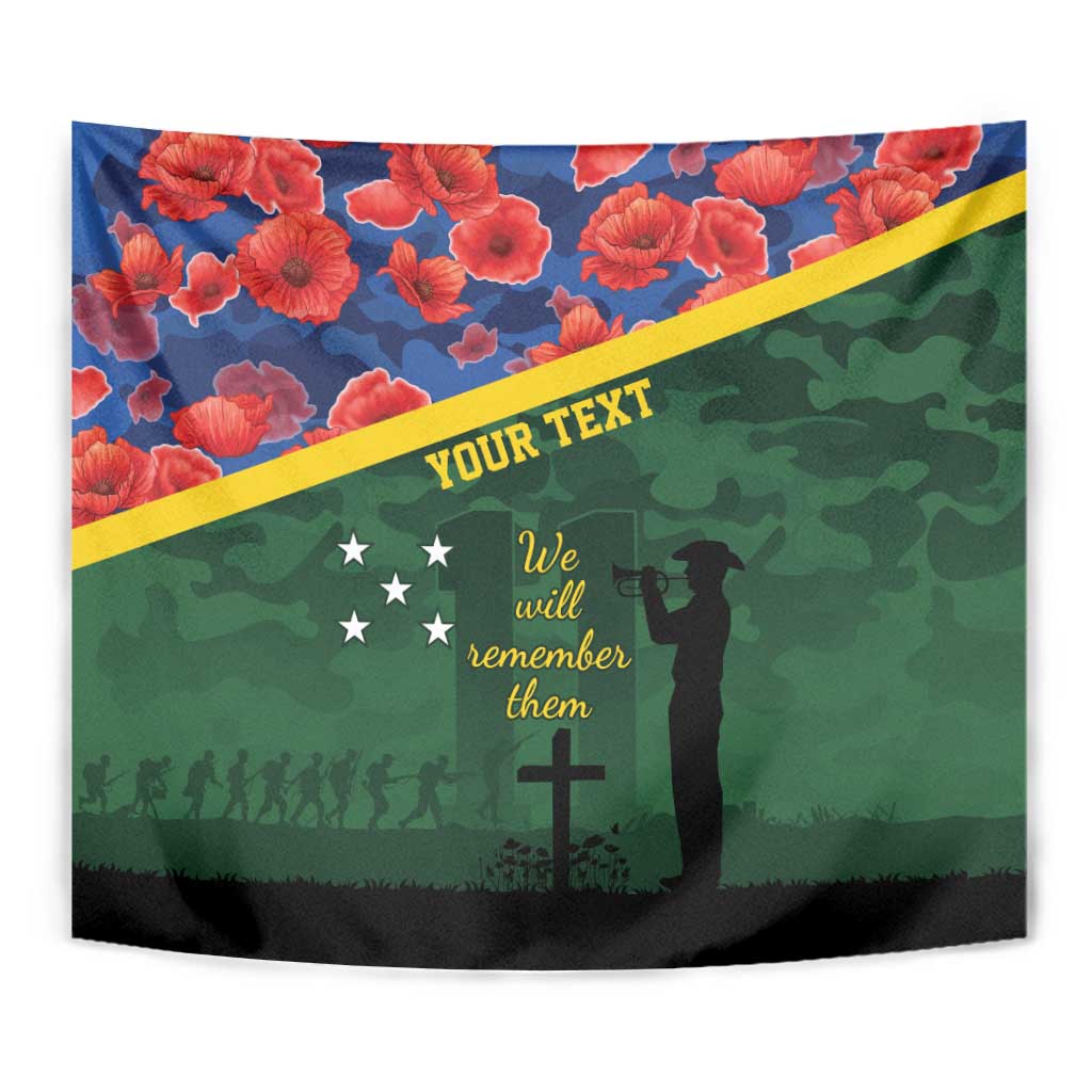 Personalised Solomon Islands Remembrance Day Tapestry We Will Remember Them with Camouflage Style