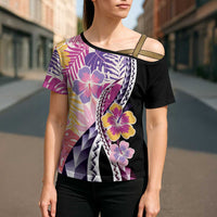 Aloha Vintage Hibiscus Lei Seamless Pattern Cross Shoulder Shirt - Polynesian Pride
