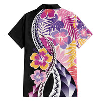 Aloha Vintage Hibiscus Lei Seamless Pattern Family Matching Long Sleeve Bodycon Dress and Hawaiian Shirt - Polynesian Pride
