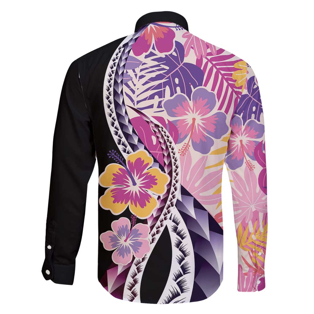 Aloha Vintage Hibiscus Lei Seamless Pattern Family Matching Off Shoulder Maxi Dress and Hawaiian Shirt - Polynesian Pride