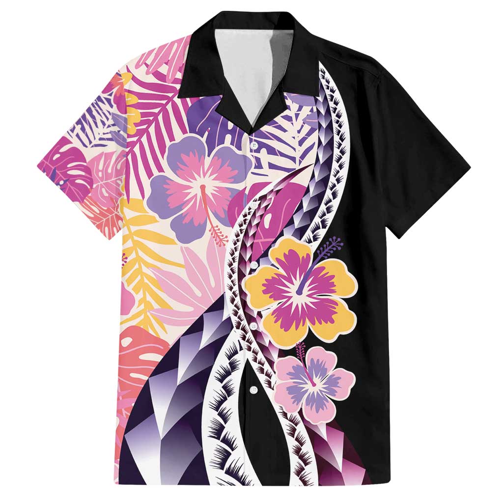 Aloha Vintage Hibiscus Lei Seamless Pattern Family Matching Off Shoulder Short Dress and Hawaiian Shirt - Polynesian Pride