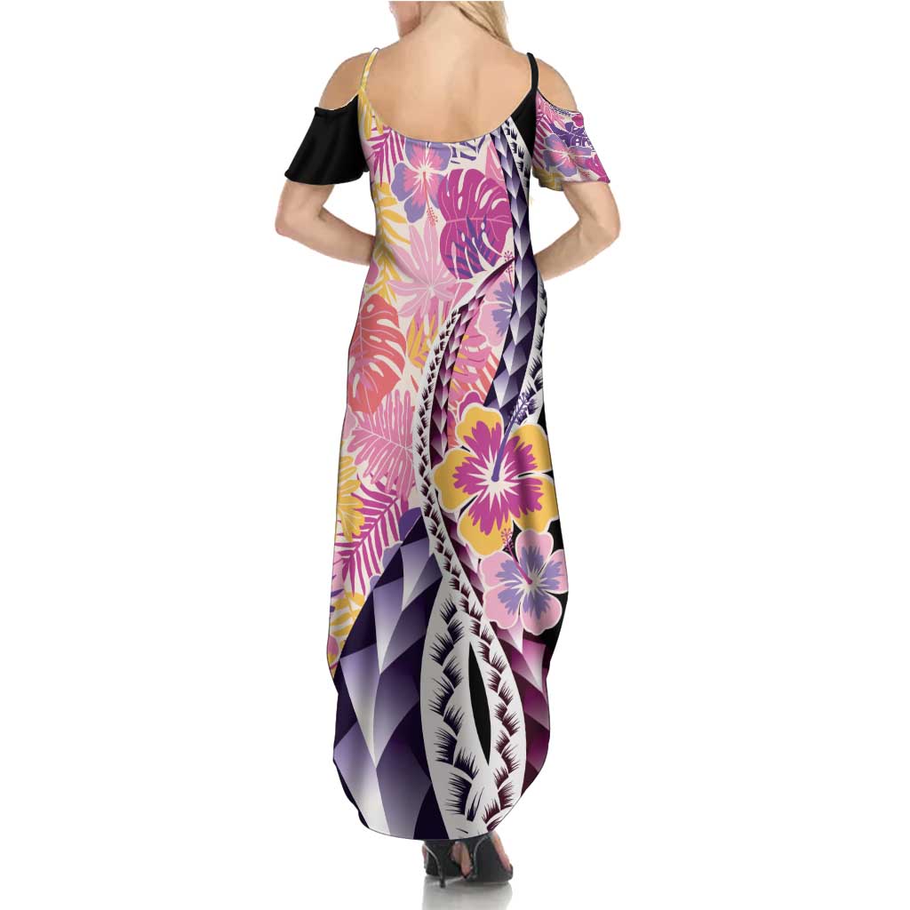 Aloha Vintage Hibiscus Lei Seamless Pattern Family Matching Summer Maxi Dress and Hawaiian Shirt - Polynesian Pride