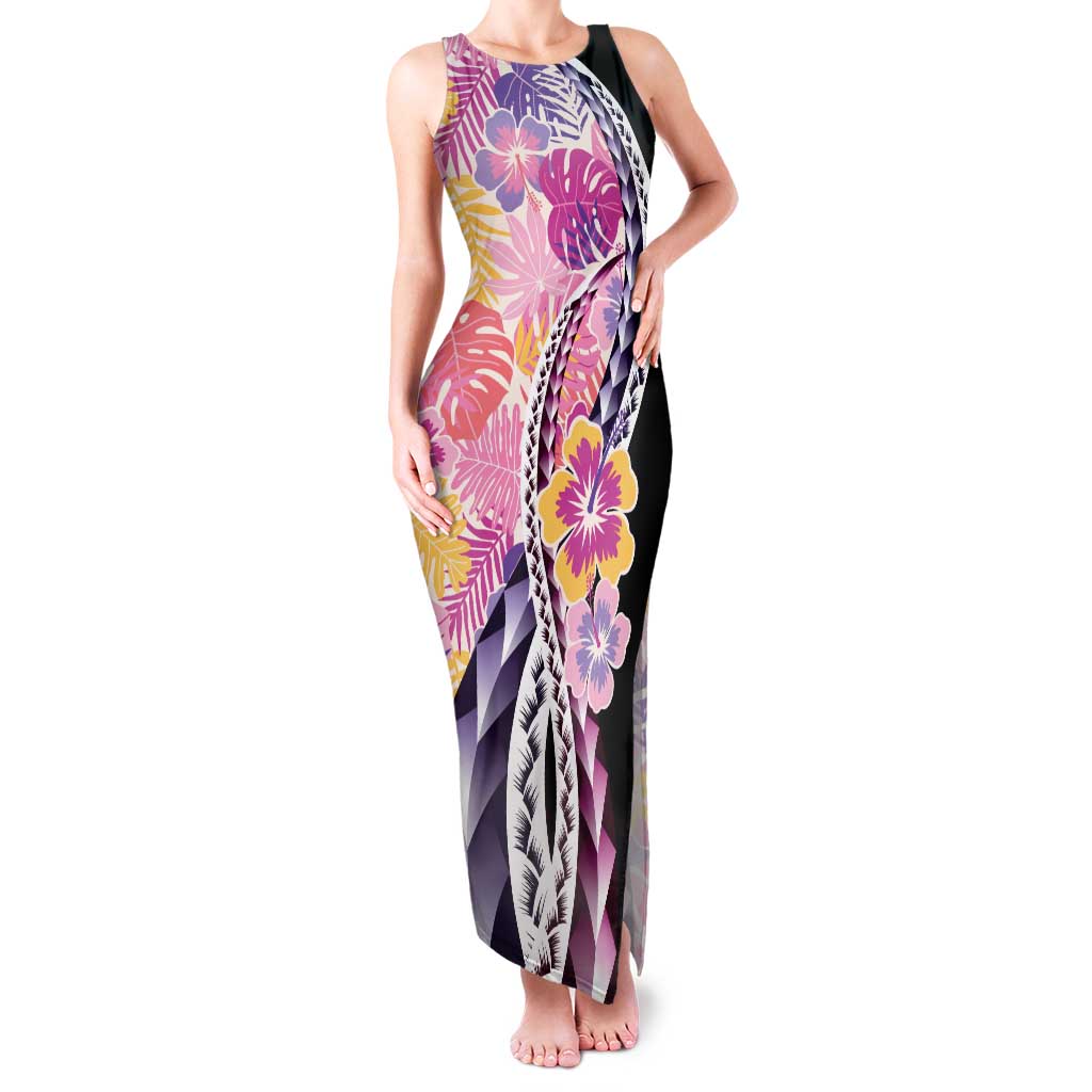 Aloha Vintage Hibiscus Lei Seamless Pattern Family Matching Tank Maxi Dress and Hawaiian Shirt - Polynesian Pride