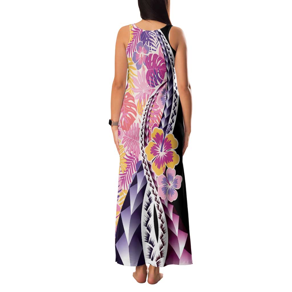 Aloha Vintage Hibiscus Lei Seamless Pattern Family Matching Tank Maxi Dress and Hawaiian Shirt - Polynesian Pride