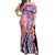 Aloha Vintage Hibiscus Lei Seamless Pattern Off Shoulder Maxi Dress - Polynesian Pride