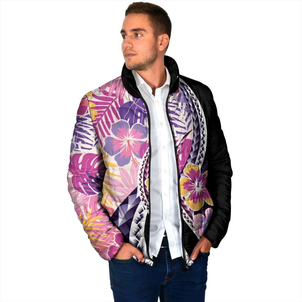 Aloha Vintage Hibiscus Lei Seamless Pattern Padded Jacket - Polynesian Pride