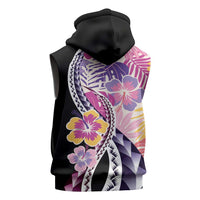 Aloha Vintage Hibiscus Lei Seamless Pattern Sleeveless Hoodie - Polynesian Pride