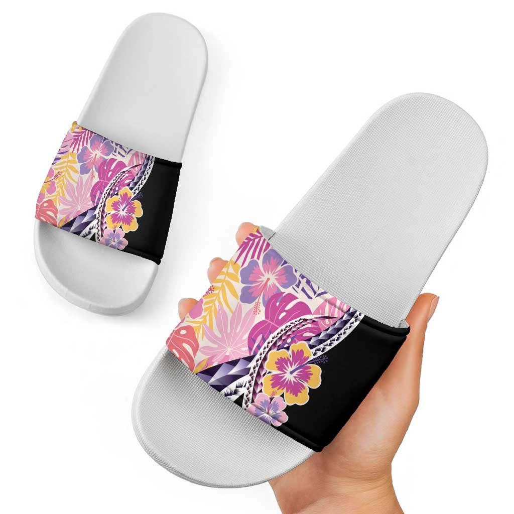 Aloha Vintage Hibiscus Lei Seamless Pattern Slide Sandals - Polynesian Pride