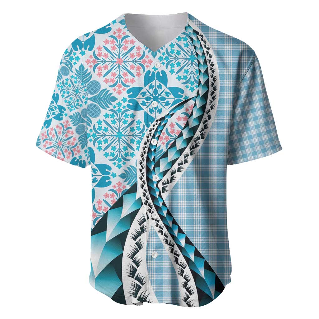 Aloha Vintage Palaka Floral Hawaiian Quilt Baseball Jersey Uliuli Motif - Polynesian Pride