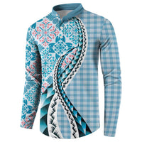 Aloha Vintage Palaka Floral Hawaiian Quilt Button Sweatshirt Uliuli Motif - Polynesian Pride