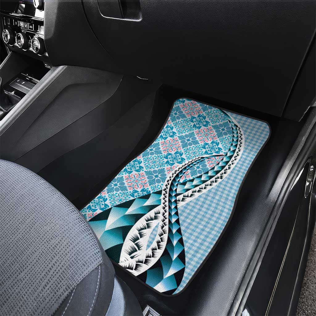 Aloha Vintage Palaka Floral Hawaiian Quilt Car Mats Uliuli Motif - Polynesian Pride