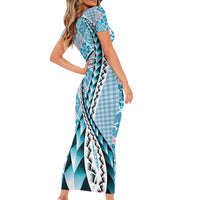 Aloha Vintage Palaka Floral Hawaiian Quilt Family Matching Short Sleeve Bodycon Dress and Hawaiian Shirt Uliuli Motif LT9 - Polynesian Pride