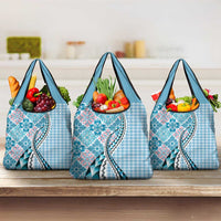 Aloha Vintage Palaka Floral Hawaiian Quilt Grocery Bag Uliuli Motif - Polynesian Pride