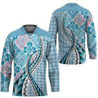Aloha Vintage Palaka Floral Hawaiian Quilt Hockey Jersey Uliuli Motif - Polynesian Pride