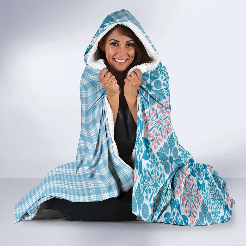 Aloha Vintage Palaka Floral Hawaiian Quilt Hooded Blanket Uliuli Motif - Polynesian Pride
