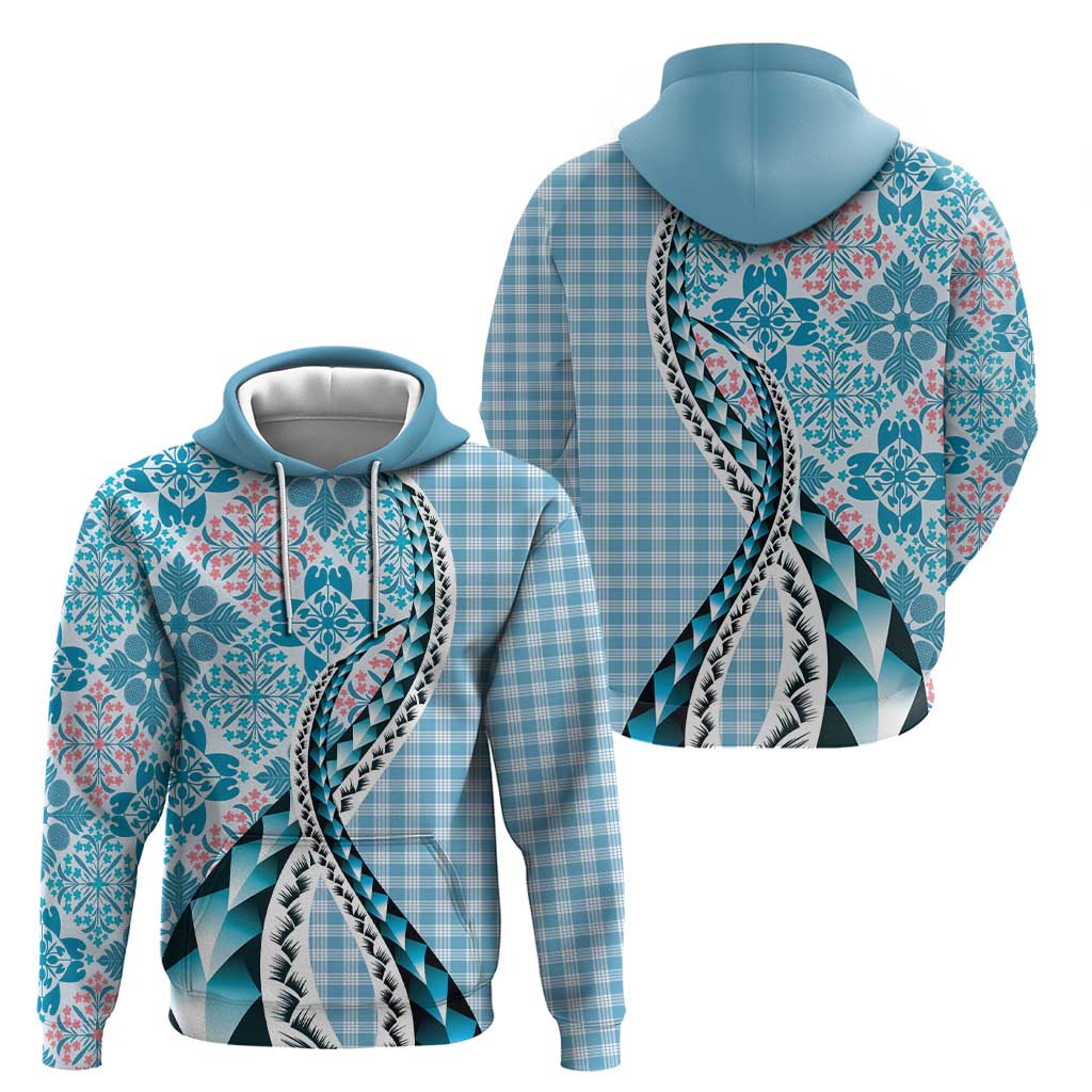 Aloha Vintage Palaka Floral Hawaiian Quilt Hoodie Uliuli Motif - Polynesian Pride