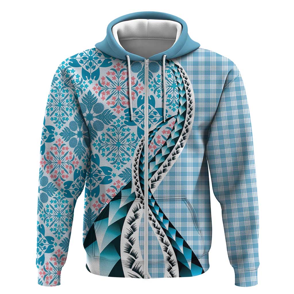Aloha Vintage Palaka Floral Hawaiian Quilt Hoodie Uliuli Motif - Polynesian Pride