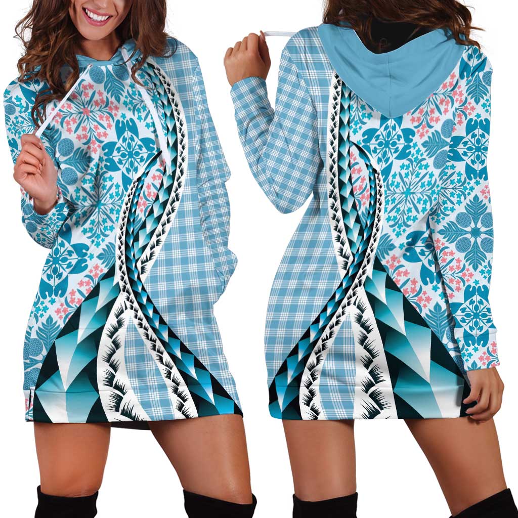 Aloha Vintage Palaka Floral Hawaiian Quilt Hoodie Dress Uliuli Motif - Polynesian Pride