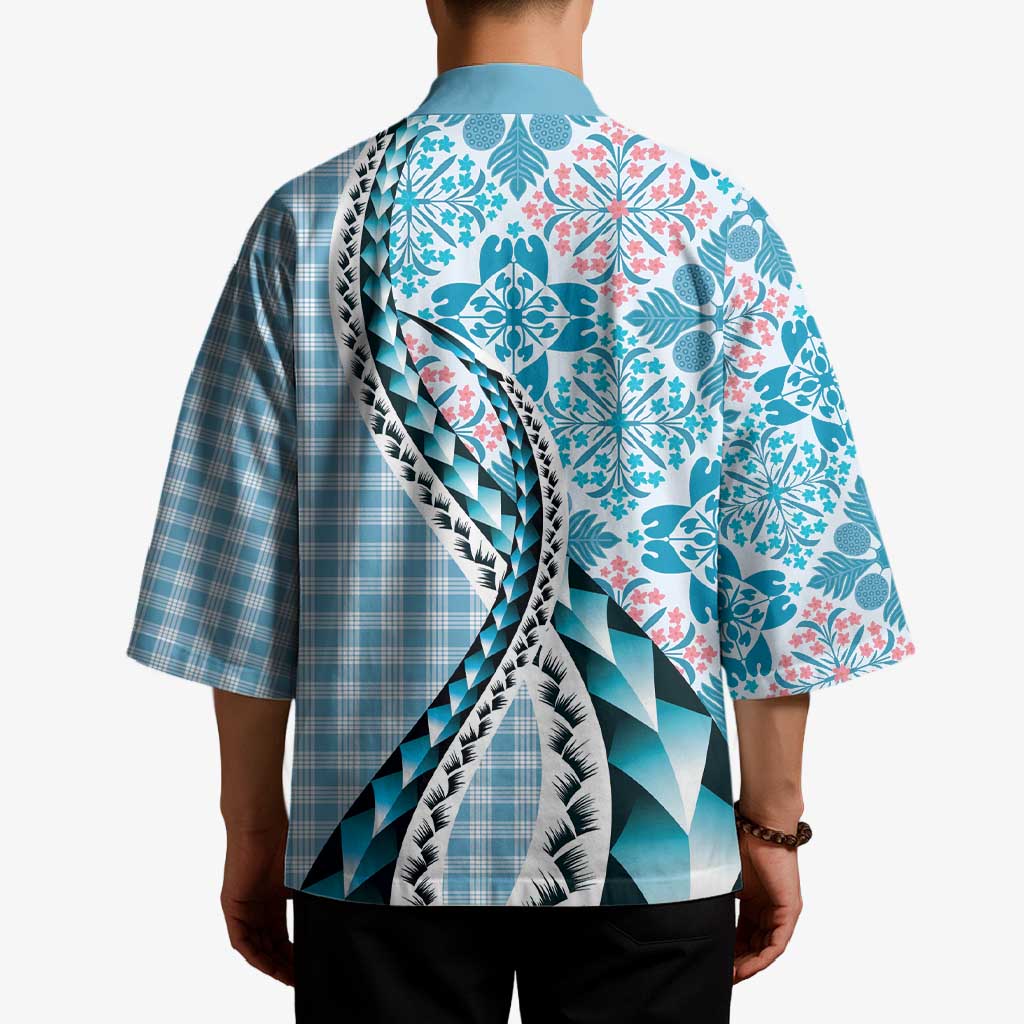 Aloha Vintage Palaka Floral Hawaiian Quilt Kimono Uliuli Motif LT9 - Polynesian Pride
