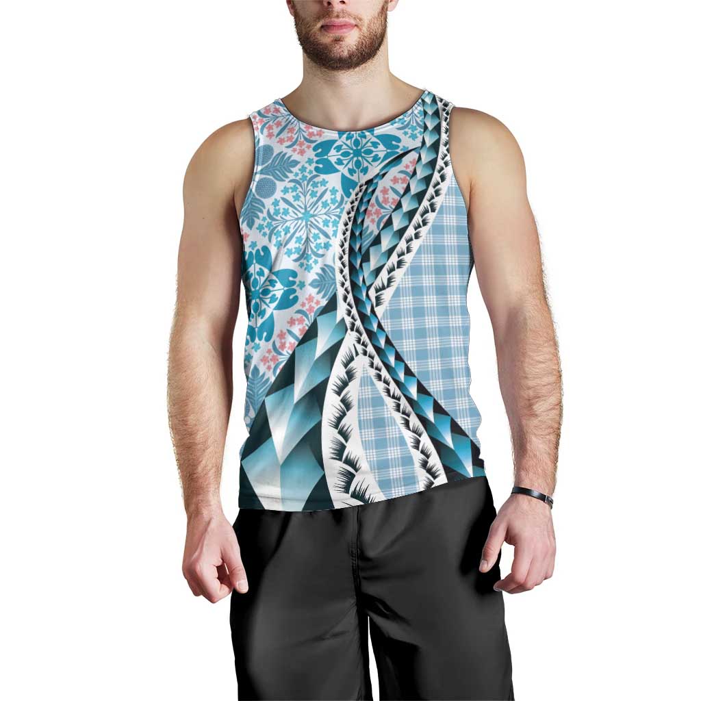 Aloha Vintage Palaka Floral Hawaiian Quilt Men Tank Top Uliuli Motif - Polynesian Pride