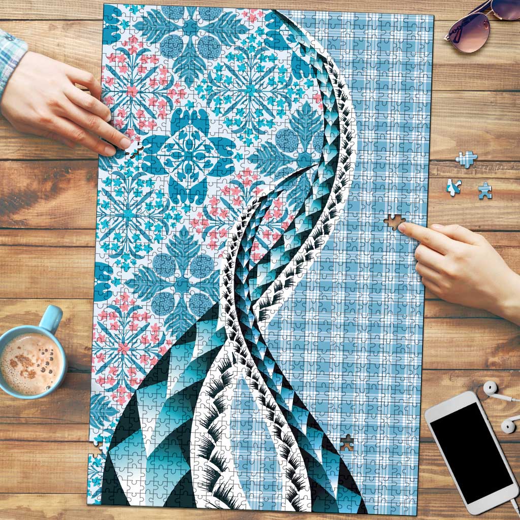 Aloha Vintage Palaka Floral Hawaiian Quilt Puzzle Uliuli Motif - Polynesian Pride