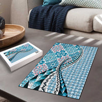 Aloha Vintage Palaka Floral Hawaiian Quilt Puzzle Uliuli Motif - Polynesian Pride