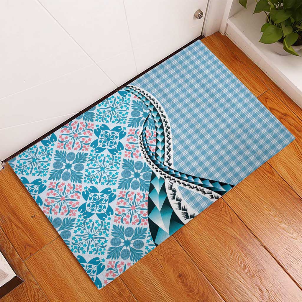 Aloha Vintage Palaka Floral Hawaiian Quilt Rubber Doormat Uliuli Motif - Polynesian Pride