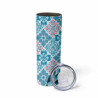 Aloha Vintage Palaka Floral Hawaiian Quilt Skinny Tumbler Uliuli Motif - Polynesian Pride