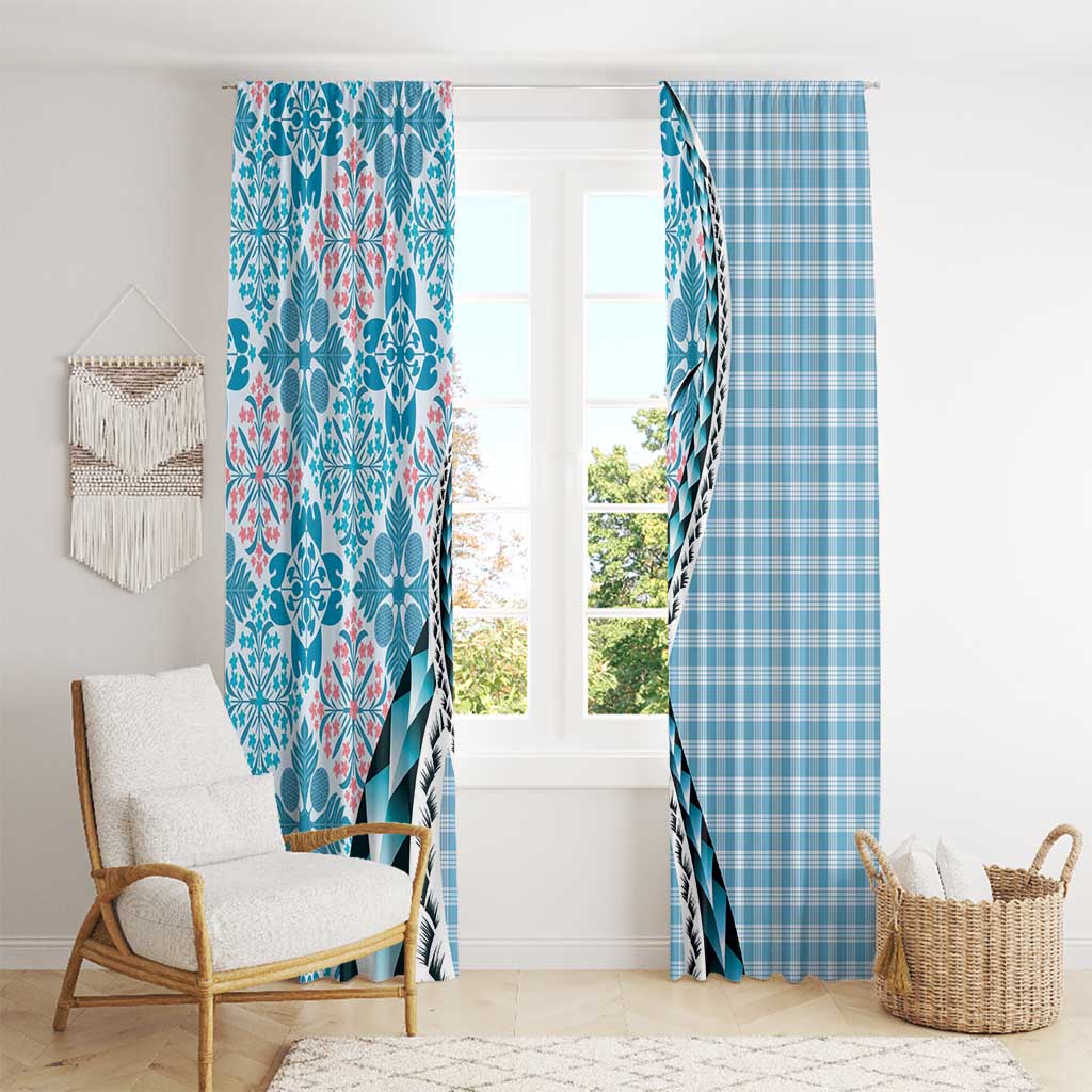 Aloha Vintage Palaka Floral Hawaiian Quilt Window Curtain Uliuli Motif - Polynesian Pride