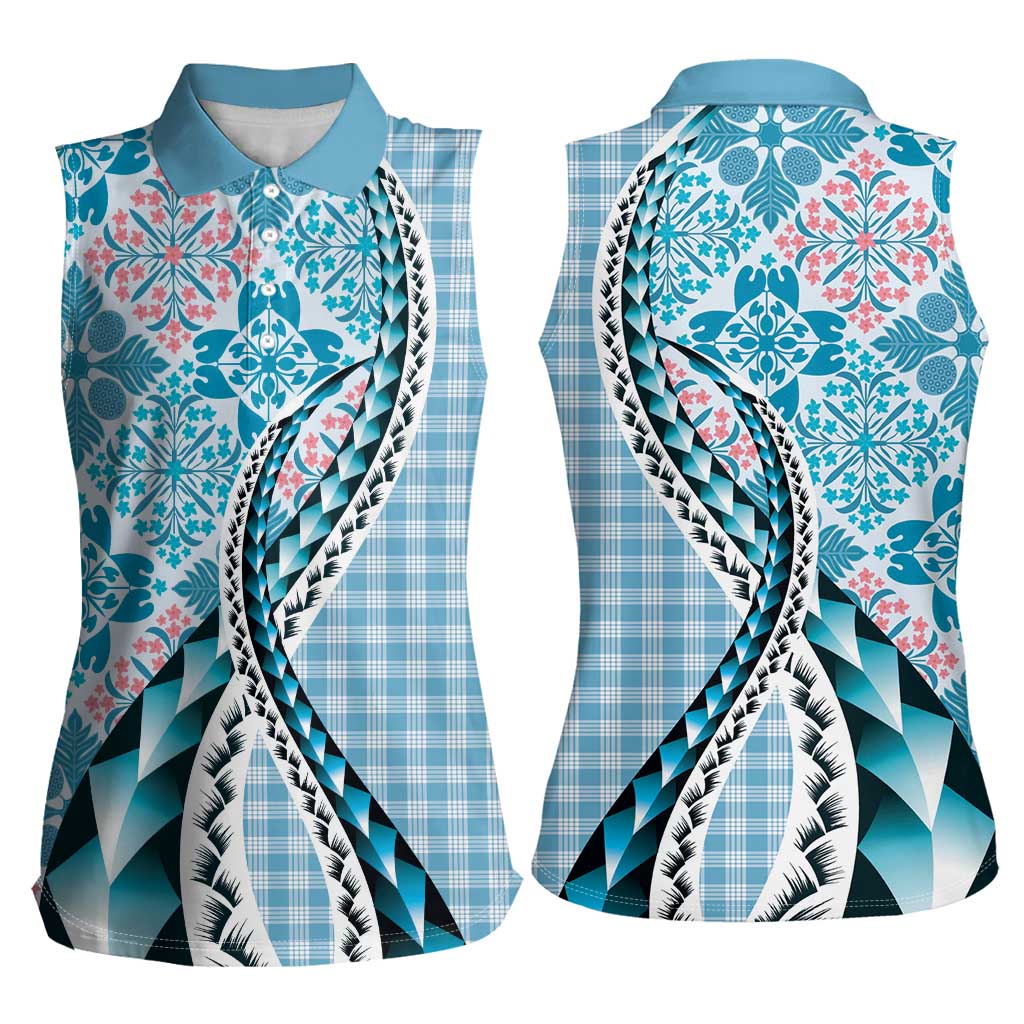 Aloha Vintage Palaka Floral Hawaiian Quilt Women Sleeveless Polo Shirt Uliuli Motif LT9 - Polynesian Pride