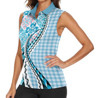 Aloha Vintage Palaka Floral Hawaiian Quilt Women Sleeveless Polo Shirt Uliuli Motif LT9 - Polynesian Pride